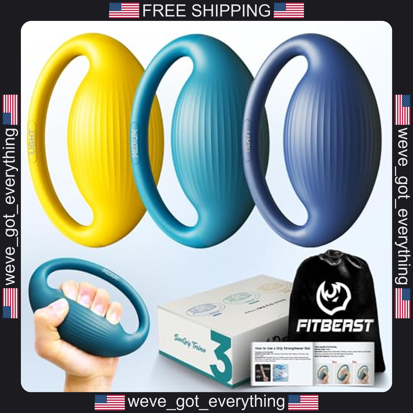 Set of 3 Hand Exercise Balls with Resistance Levels for Hand Therapy