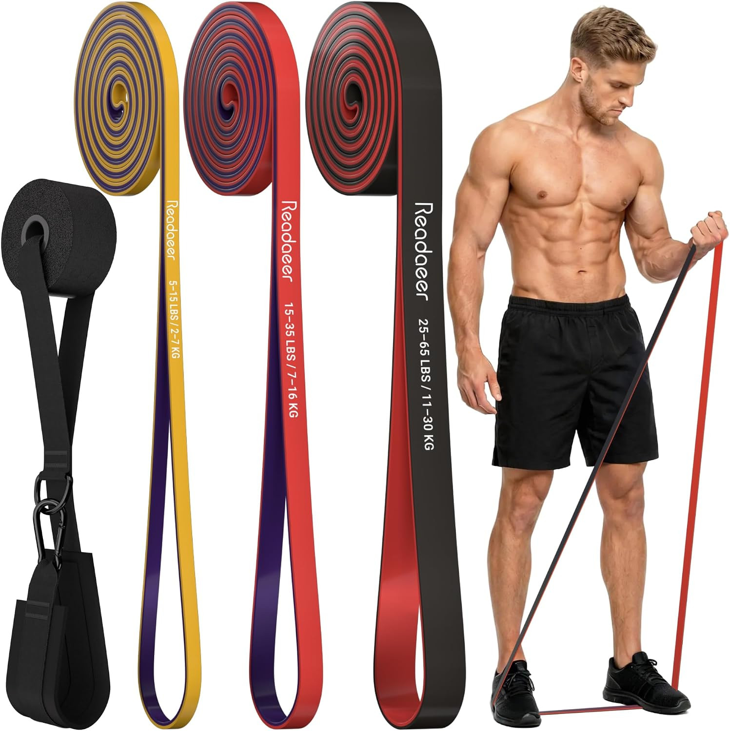 Pull Up Assist Resistance Bands Set 5-125lb READAEER Home Gym Workout TPE Loop