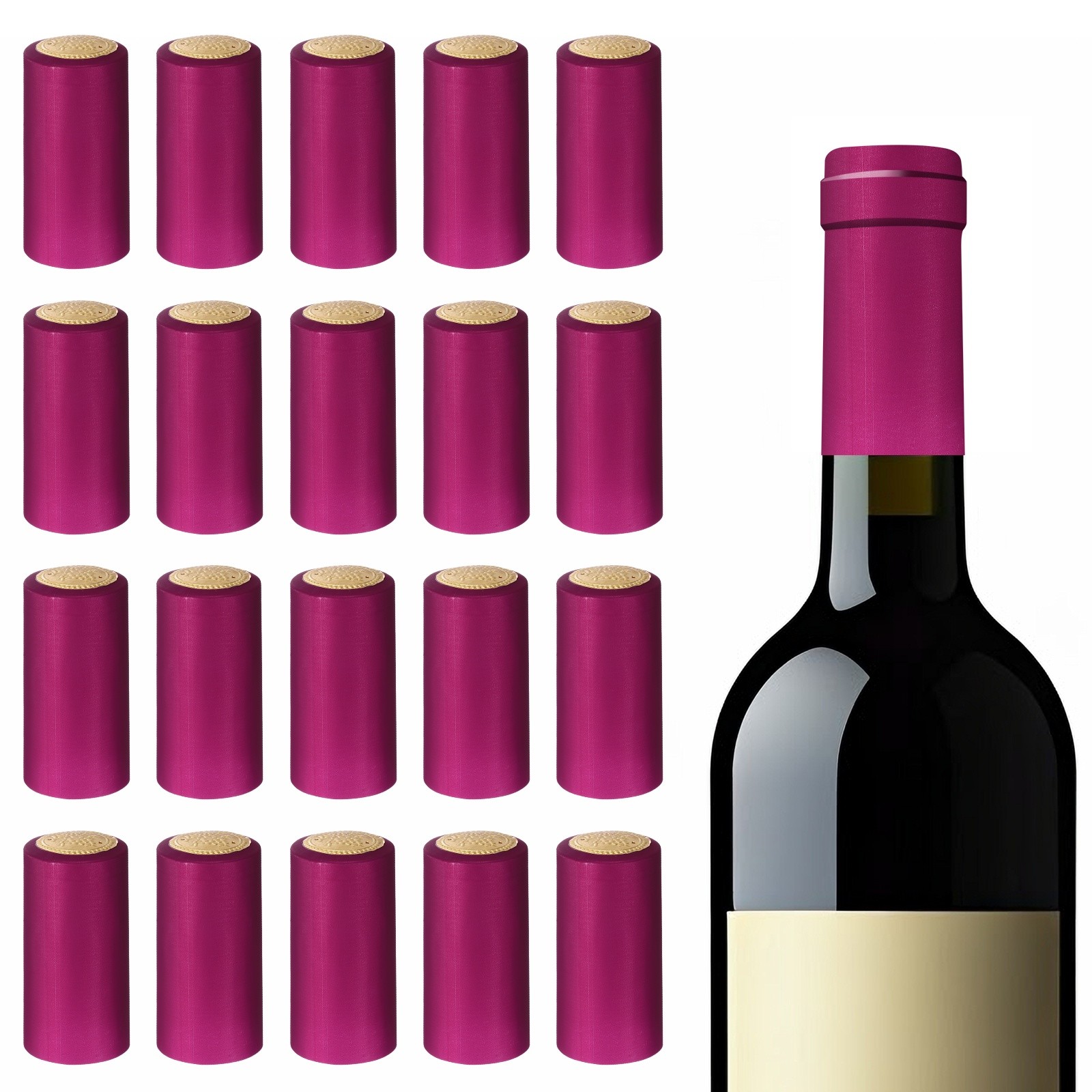 Heat Shrink Cap 30x60mm 120Pcs, Wine Shrink Wrap for Wine Cellars Rose Red