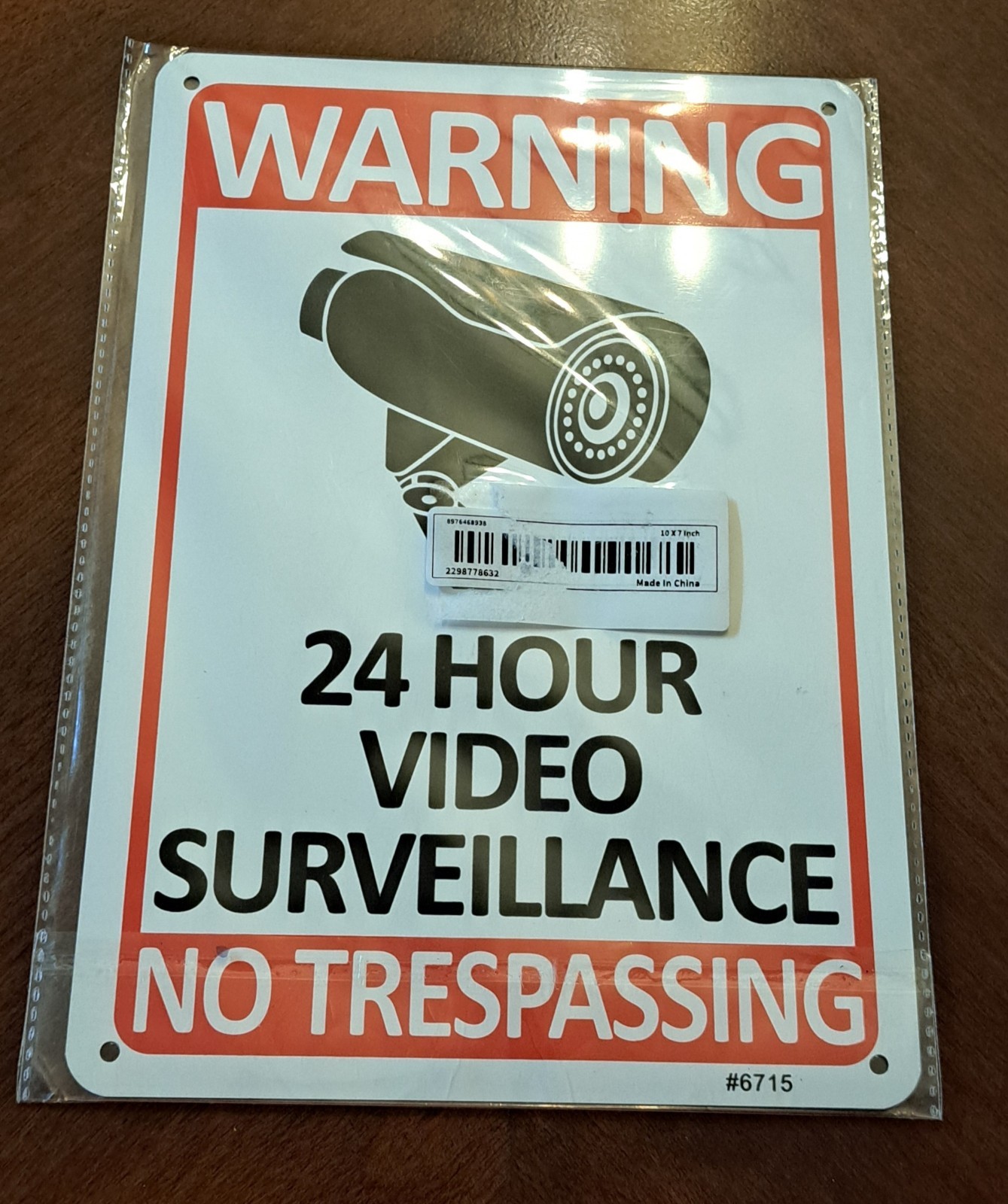 Warning,  Camera & No Trespassing Metal Sign,  10" X 7"