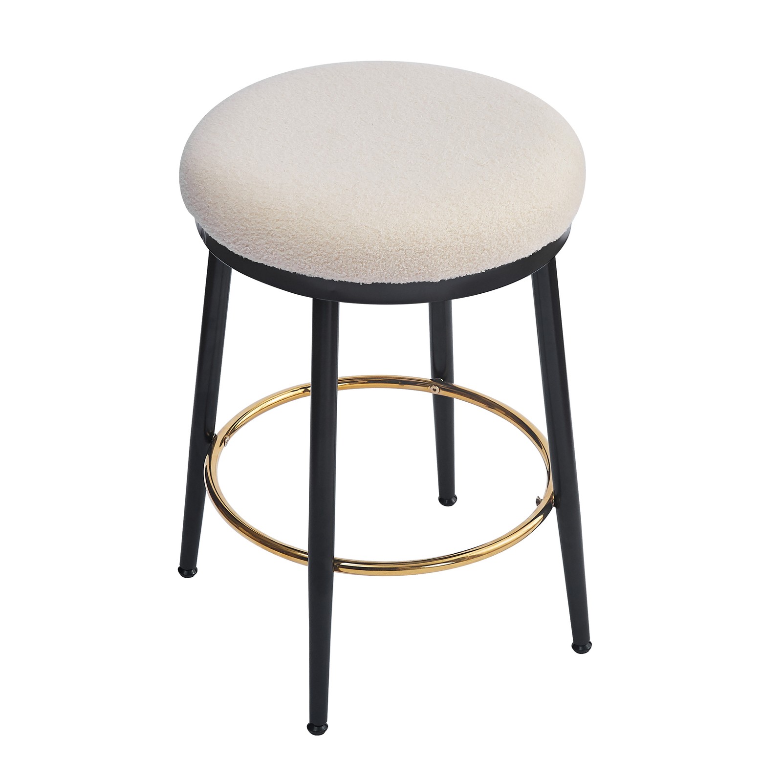 2 Set 24.75" Counter Stools Fabric Upholstered Kitchen Bar Stools W/ Metal Legs
