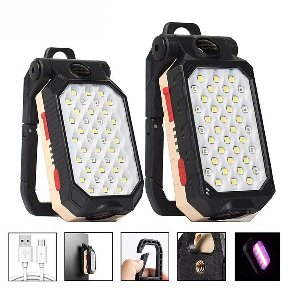 Linterna Luz de trabajo LED COB Magnetic Lampara de Camping Recargable por USB