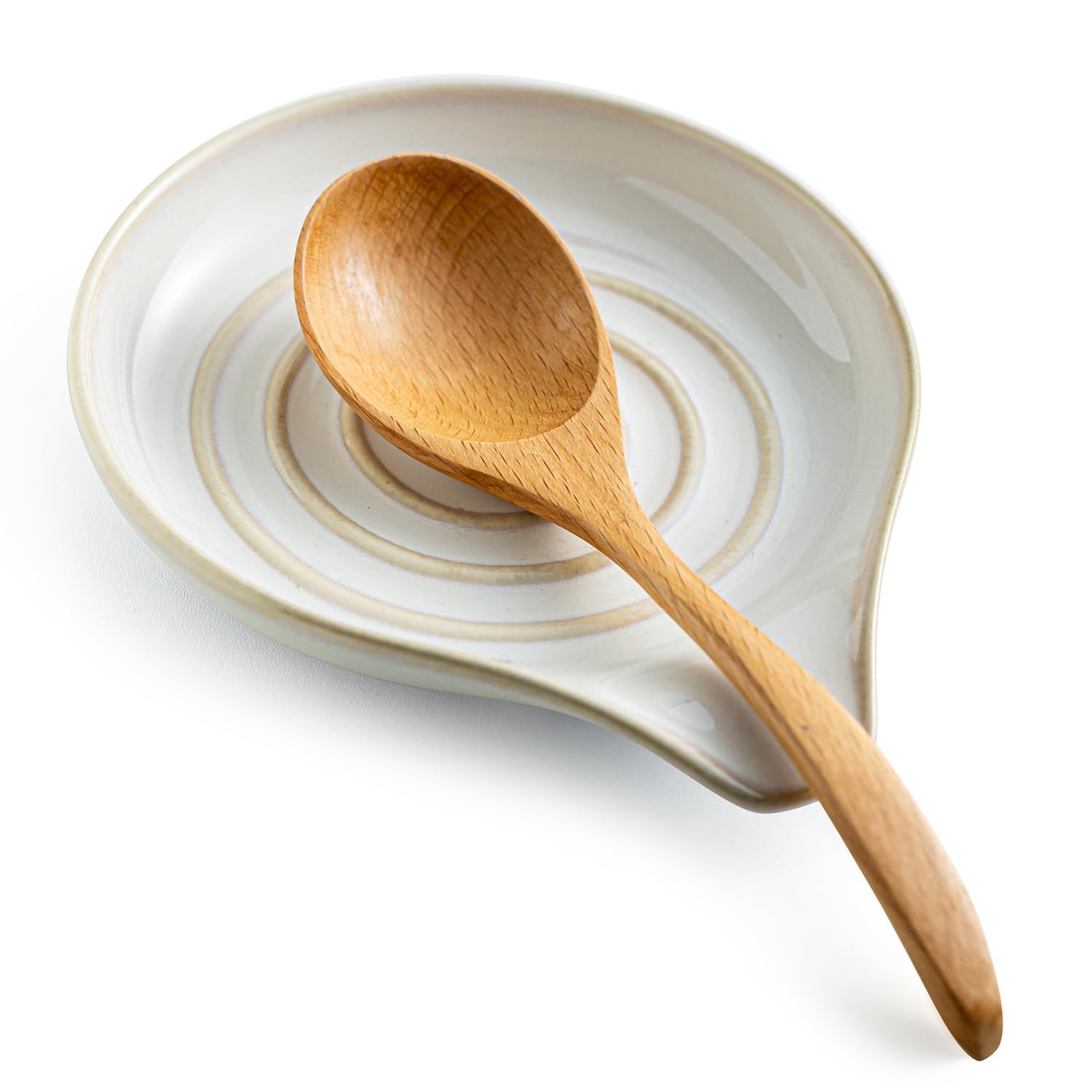 LAUCHUH Spoon Rest, Large Ceramic Spoon Holder for Kitchen Counter Spatula Rest