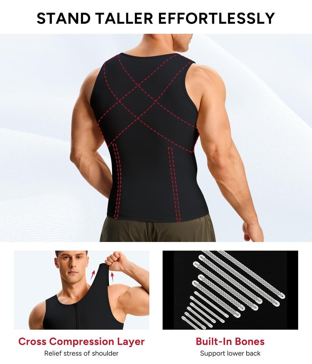 Nebility Compression Shirt Men Tank Top Compression Undershirt Mens Shapewear Bo