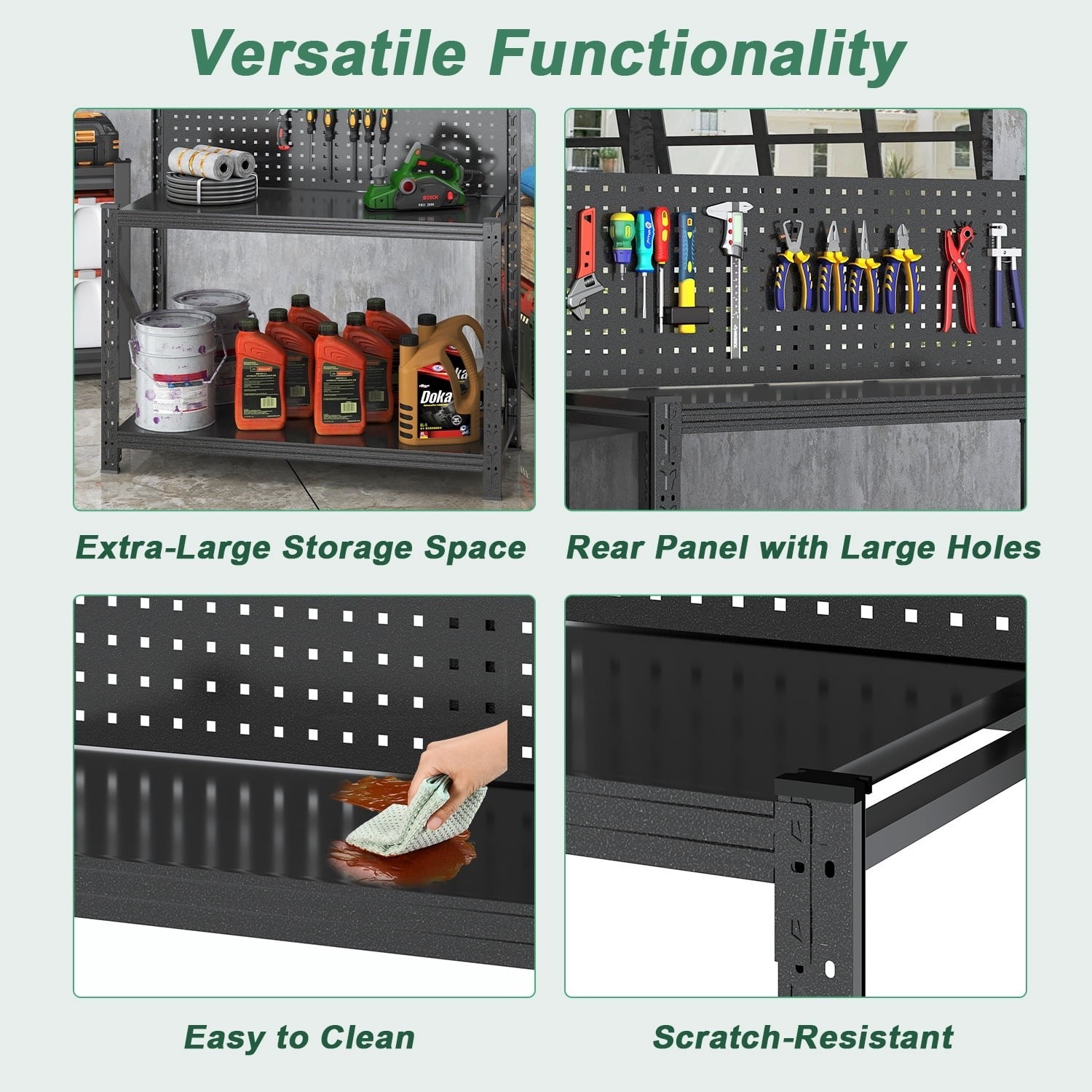 Work Bench with Pegboard,Heavy Duty 3000Lbs Capacity Workbench Adjustable Shelve