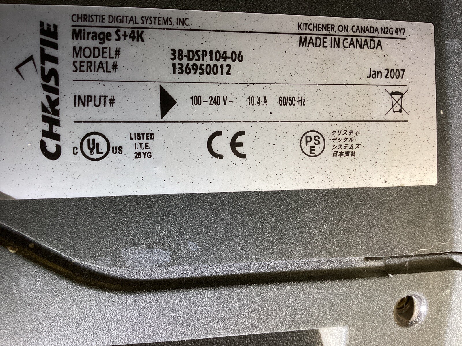 Christie Mirage S+4k For Parts Not Working Contact Me Before Buying For Info