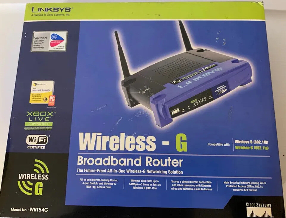 Linksys 4-Port Wireless-G Broadband Router 2.4GHz 54 Mbps Model WRT54G Ver 8