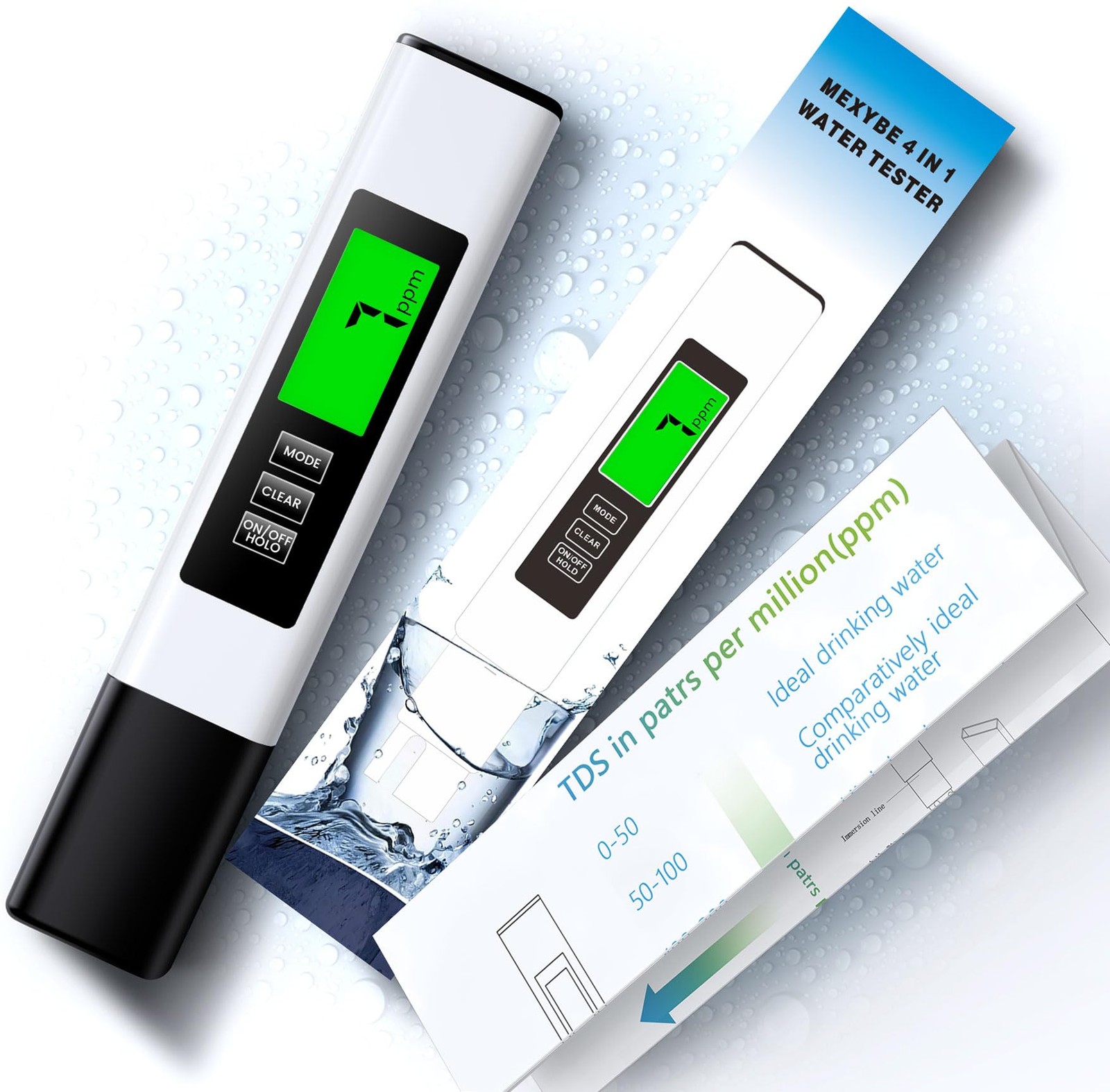 2025 All-New 4 in 1 Tds Meter Digital Water Tester - Meter, White