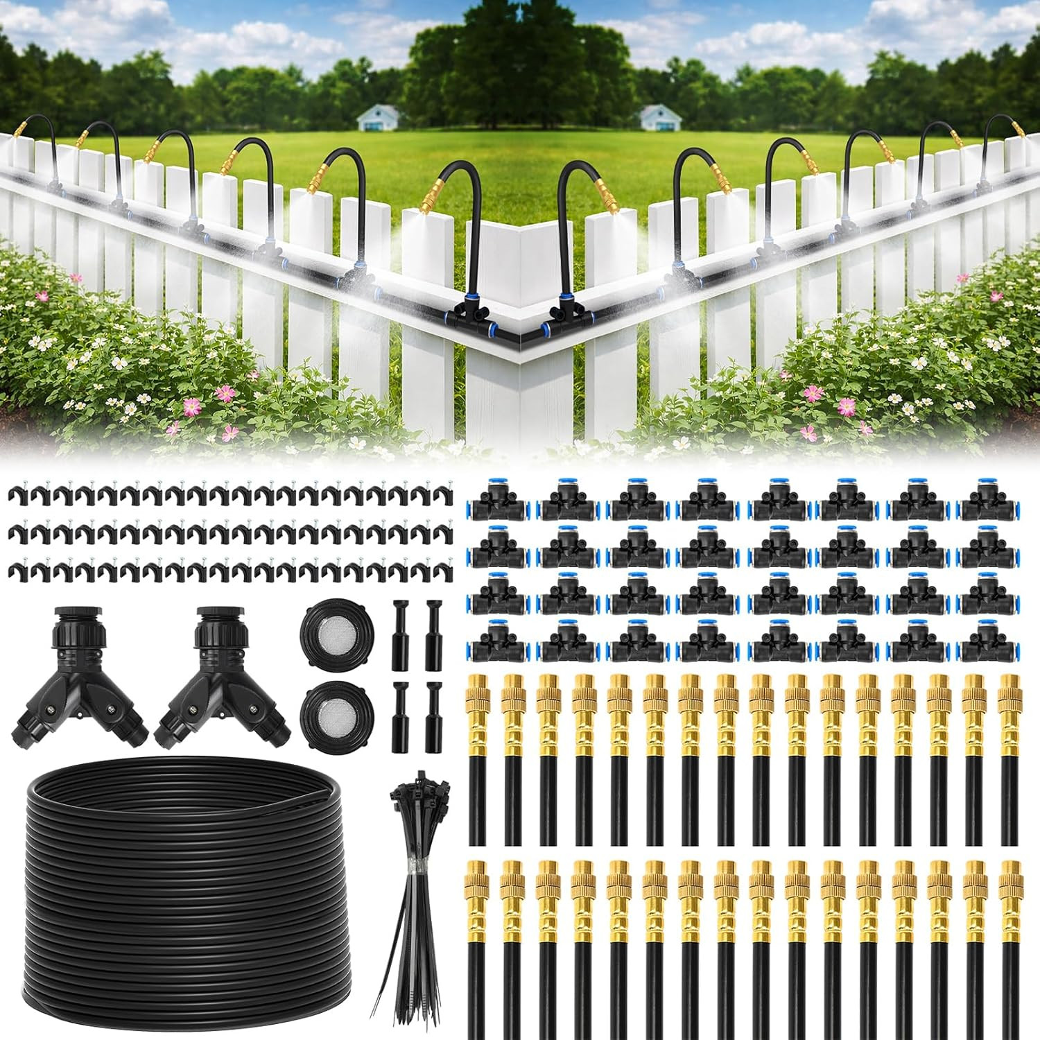 Drip Irrigation System 200FT 1/4", 2026-Upgrade Garden Sprinkler Kit with 32PCS