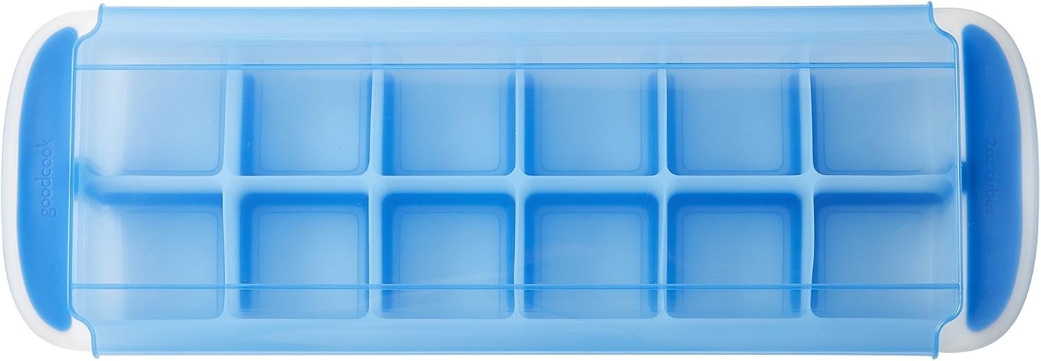 Touch Prep and Freeze Ice Tray, 2-oz. Cubes, Stackable with Slide-off Cover