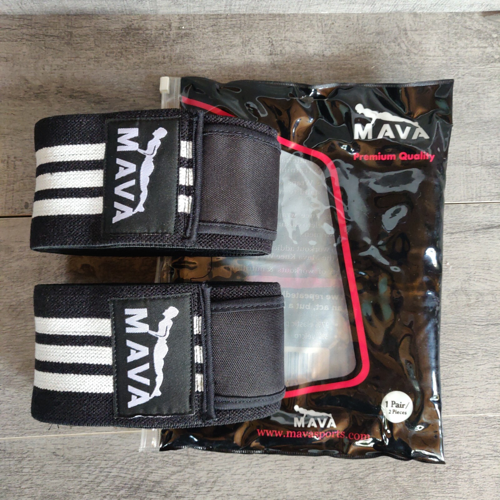 MAVA Heavy Duty Weight Lifting Knee Wraps with Valcro Straps