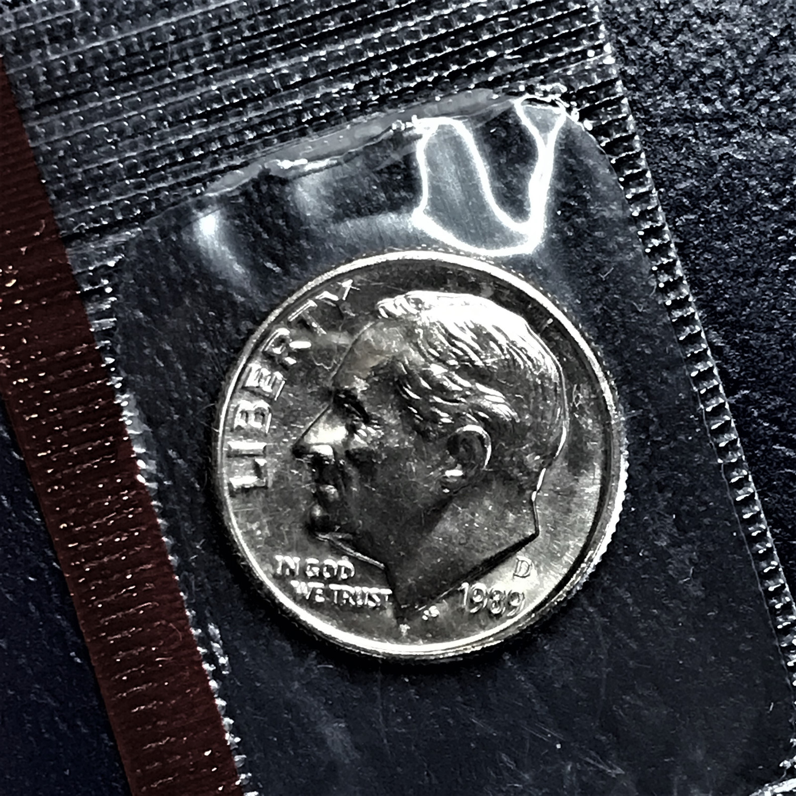 1989 D BU Roosevelt Dime Brilliant Uncirculated from Orig Mint Set in Cello BU