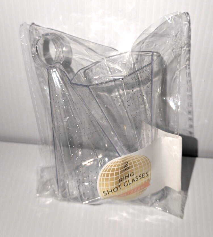 Glitter Ring Shot Glasses Each Pack Contains 2 Rings-New/Sealed