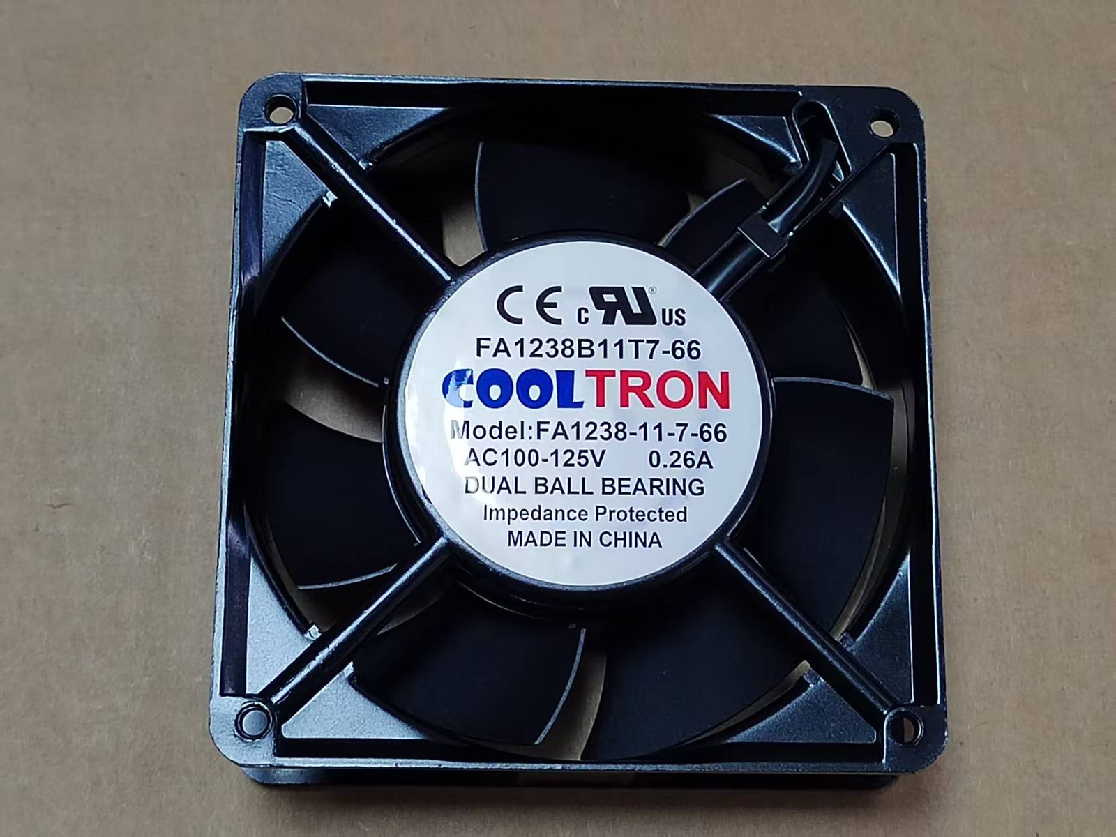 COOLTRON FA1238B11T7-66 AC100-125V 0.26A Aluminum Frame AC Fan