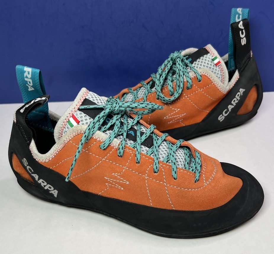 Scarpa Helix WMN Climbing Shoes Womens 8 Mens 7 (39.5 EU) Coral Orange Excellent