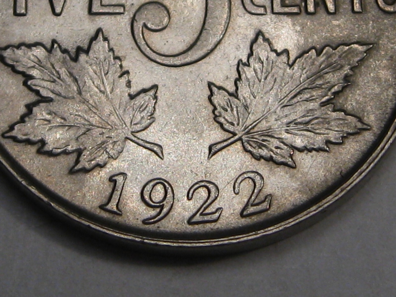 AU 1922 Five Cent 5¢ Nickel CANADA. #25