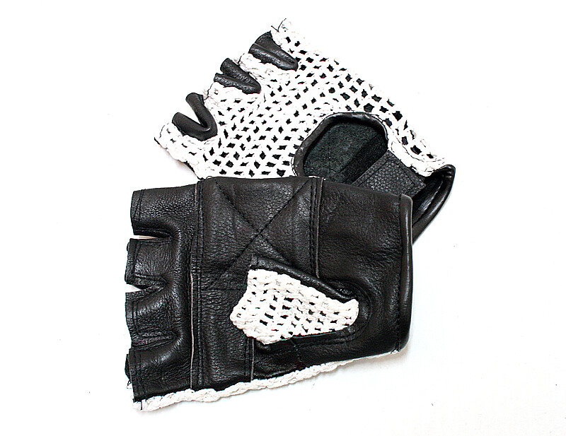 White Meshback Real Leather Gloves with Adjustable Strap, Heavy Duty Quality