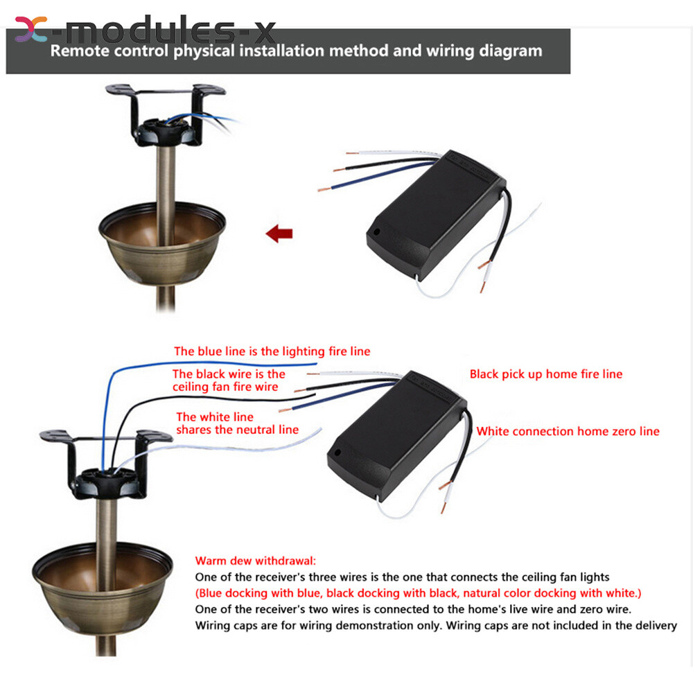 2 Way Universal Ceiling Fan Lamp Light Remote Control Receiver Kit Timing New