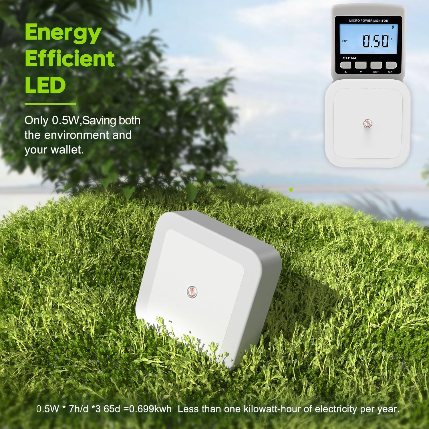 4 Pack Energy Efficient LED Night Lights for Home - Automatic Plug-in Design