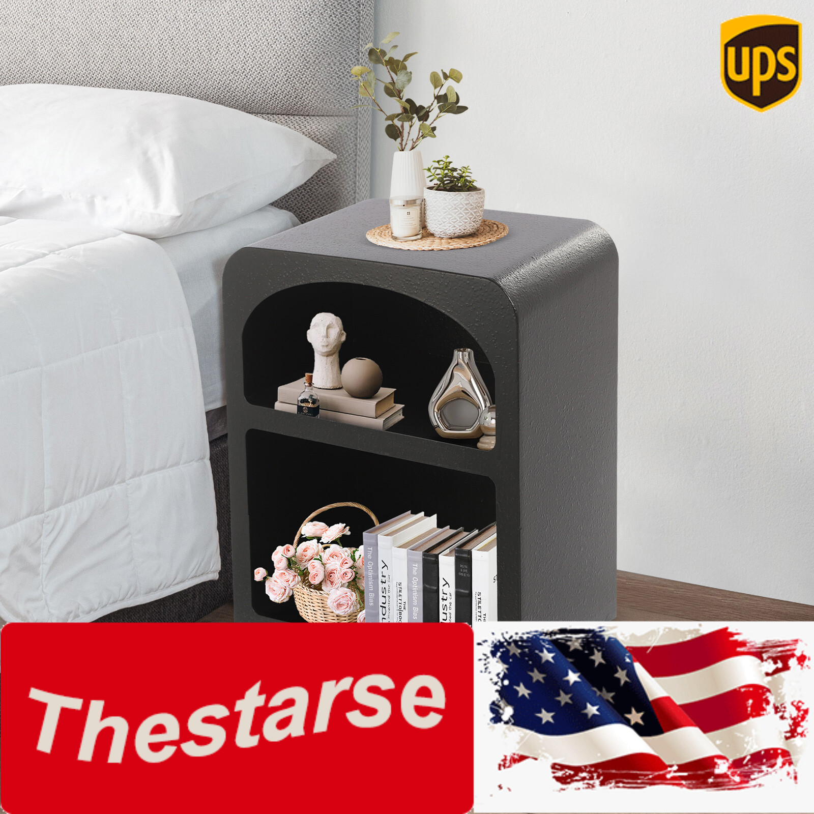 Bedside Table, Storage Cabinet for the Bedroom, Side Table with 2-tiers