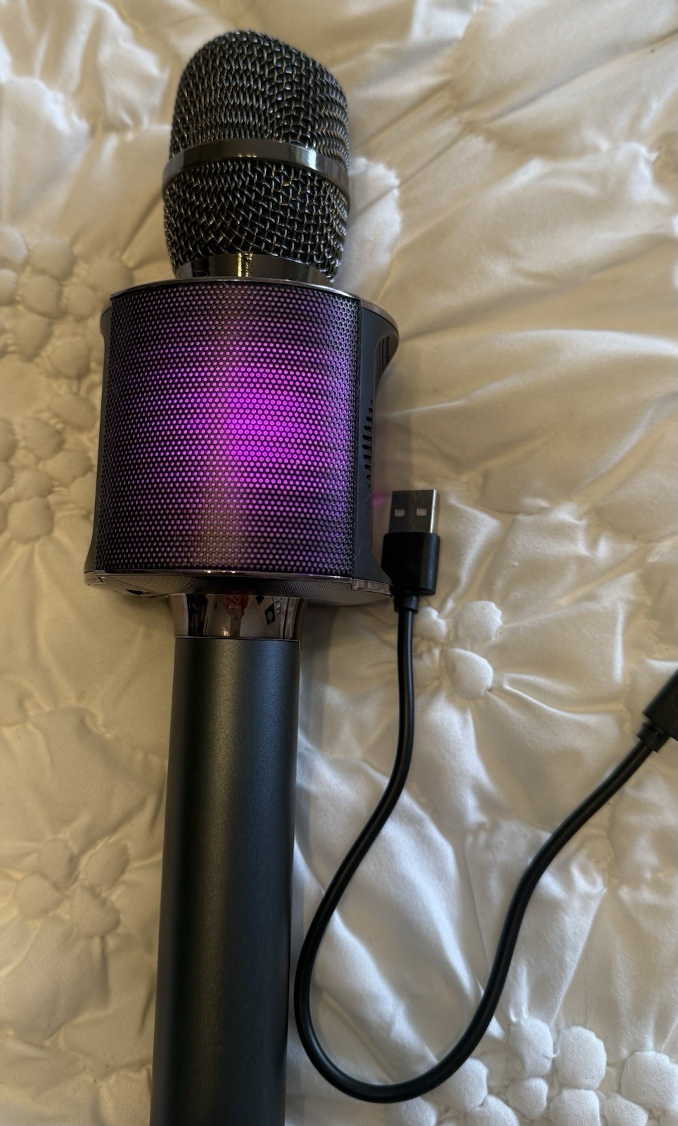 LED Bluetooth Cordless Karaoke Microphone, USB Rechargeable With Charger