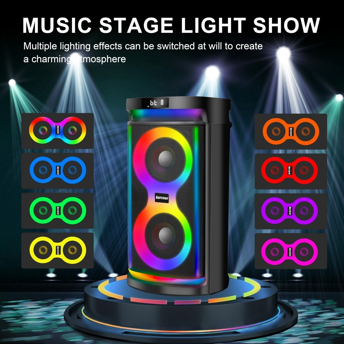 Aursear Karaoke Machine for Adults with Dual 6.5-inch Subwoofers and 2 Wireless