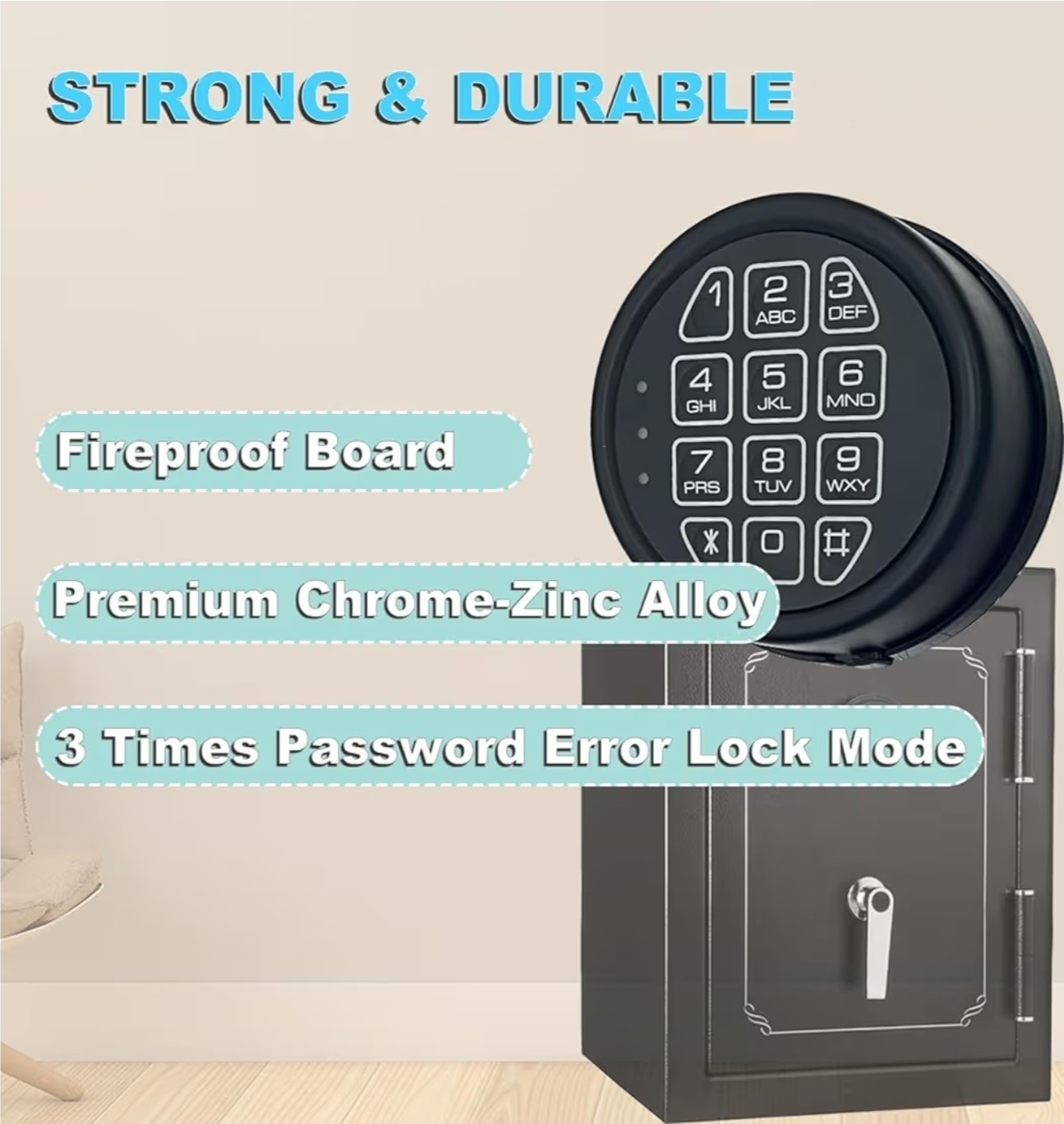 Gun Safe Lock Replacement Black Keypad with Solenoid Lock For Safe Box