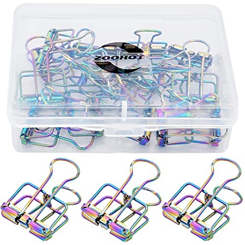 Binder Clips Premium Wire Clips Fancy Rainbow Colors Hollow Paper Multicolored