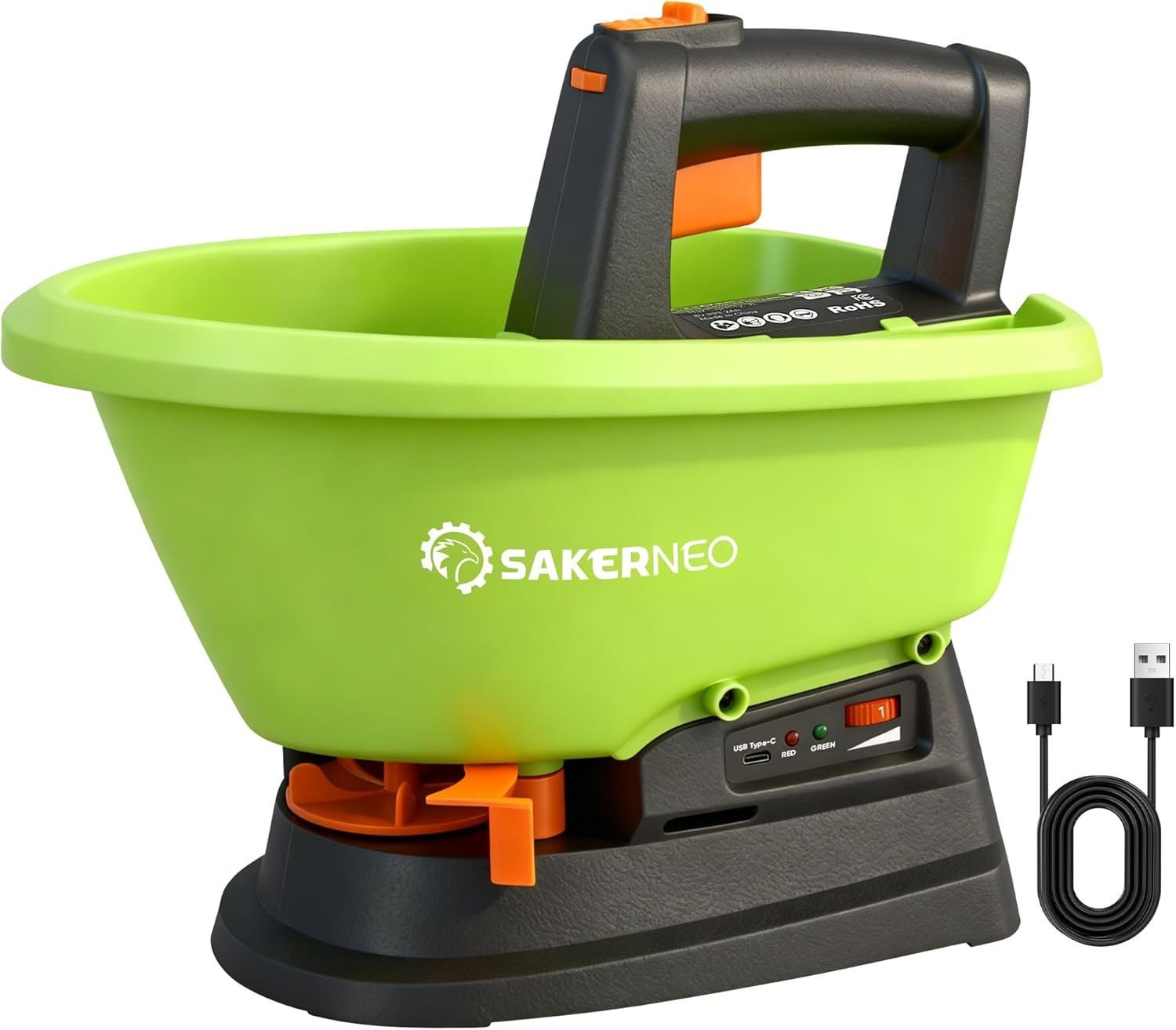 Handheld Rechargeable Lawn Seed and Fertilizer Spreader 7 Settings & 5 Angles