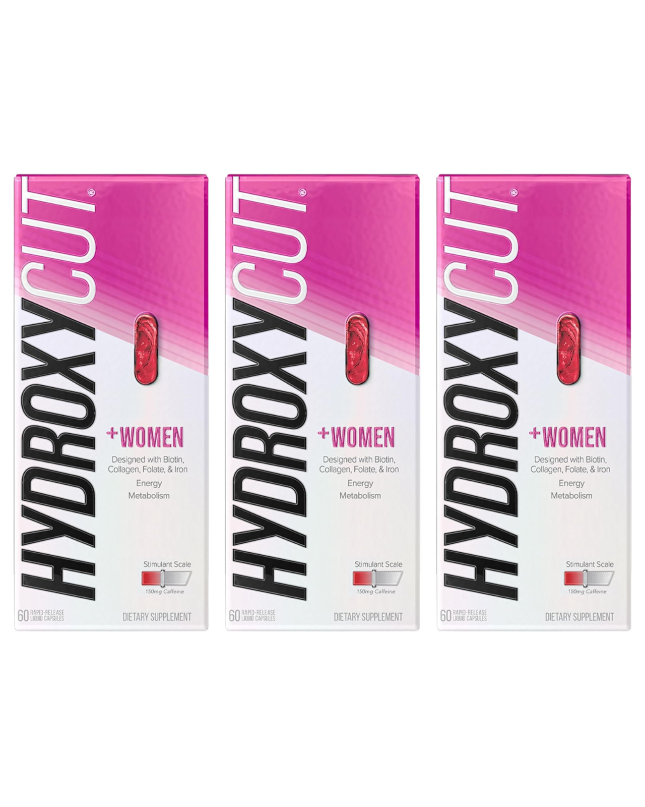 3 Of HydroxyCut Weight Loss WOMEN 60 liquid capsules Biotin Collagen NIB 07/2026