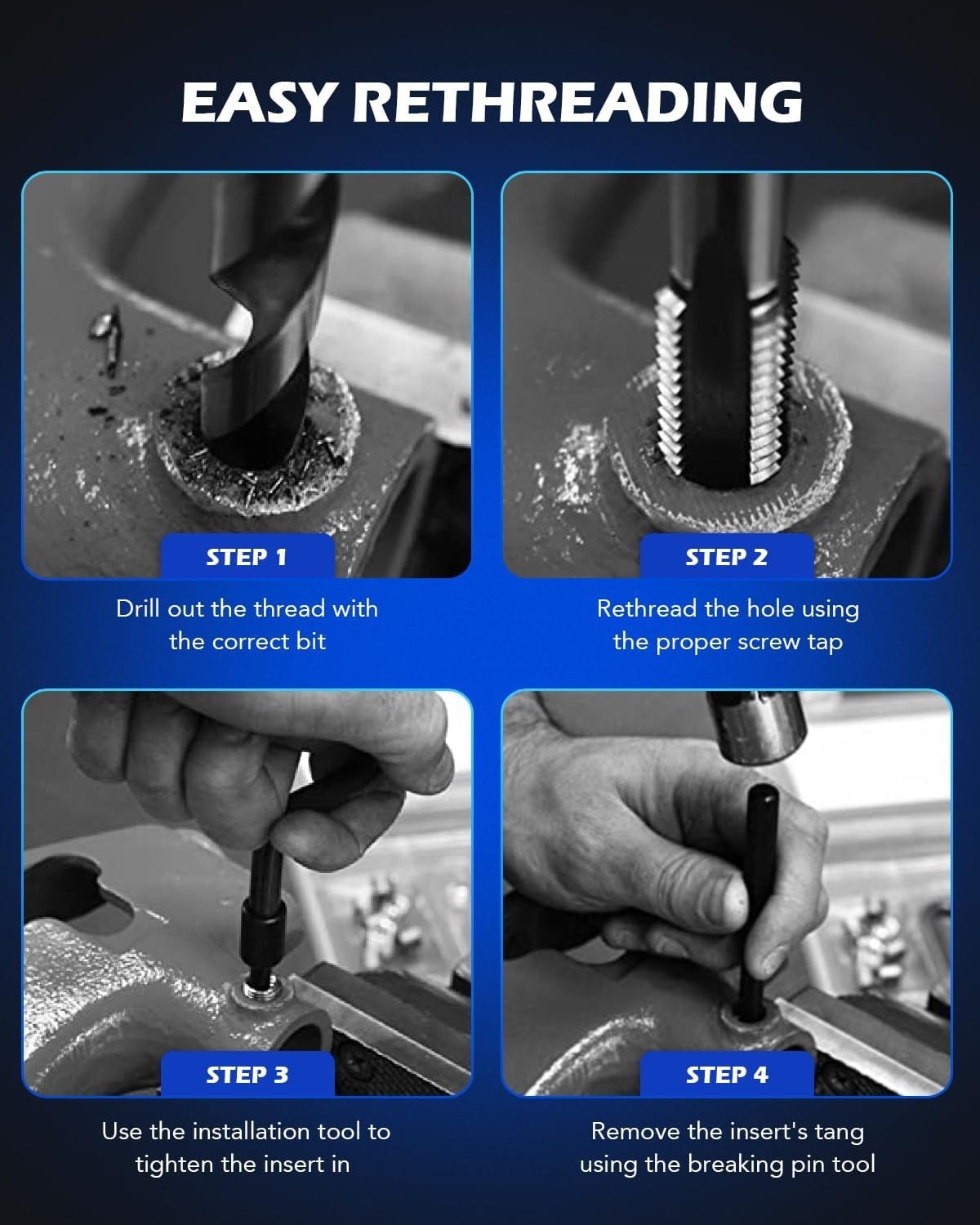 Helicoil Thread Repair Kit M10x1.25 with Drill Bit & Inserts for Rethreading