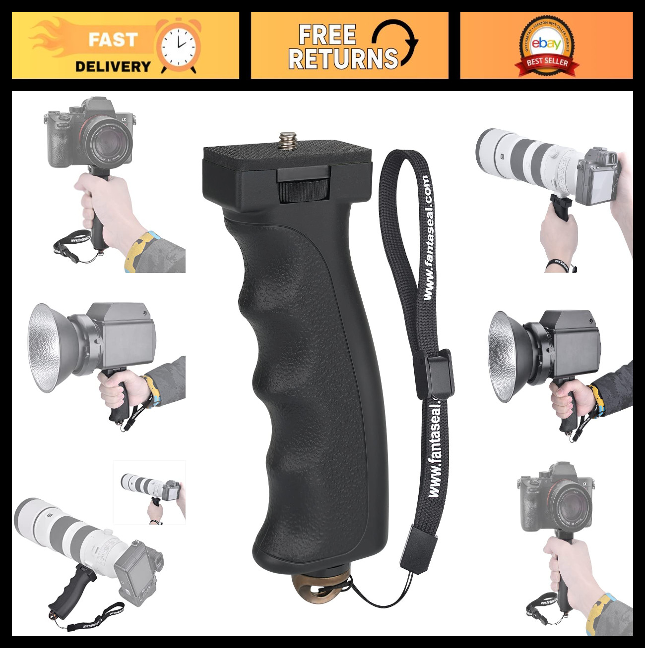 Ergonomic DSLR Camcorder Hand Grip Stabilizer & Selfie Stick for Vlogging Kit