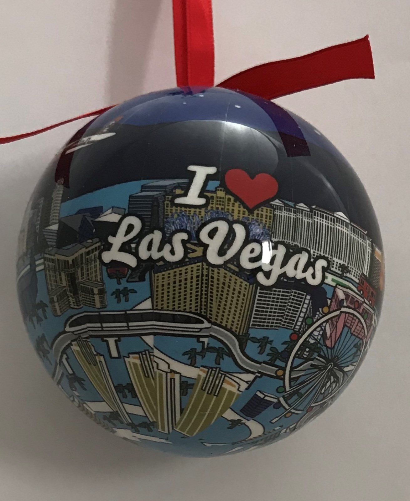 I Love Las Vegas Sign Strip Hotels Christmas Tree Ball Ornament Holiday Heart