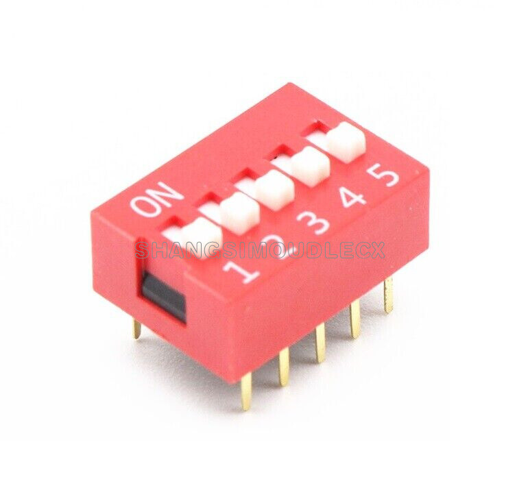 10PCS Slide Type Switch Module 2.54mm 5-Bit 5 Position Way DIP Red Pitch-