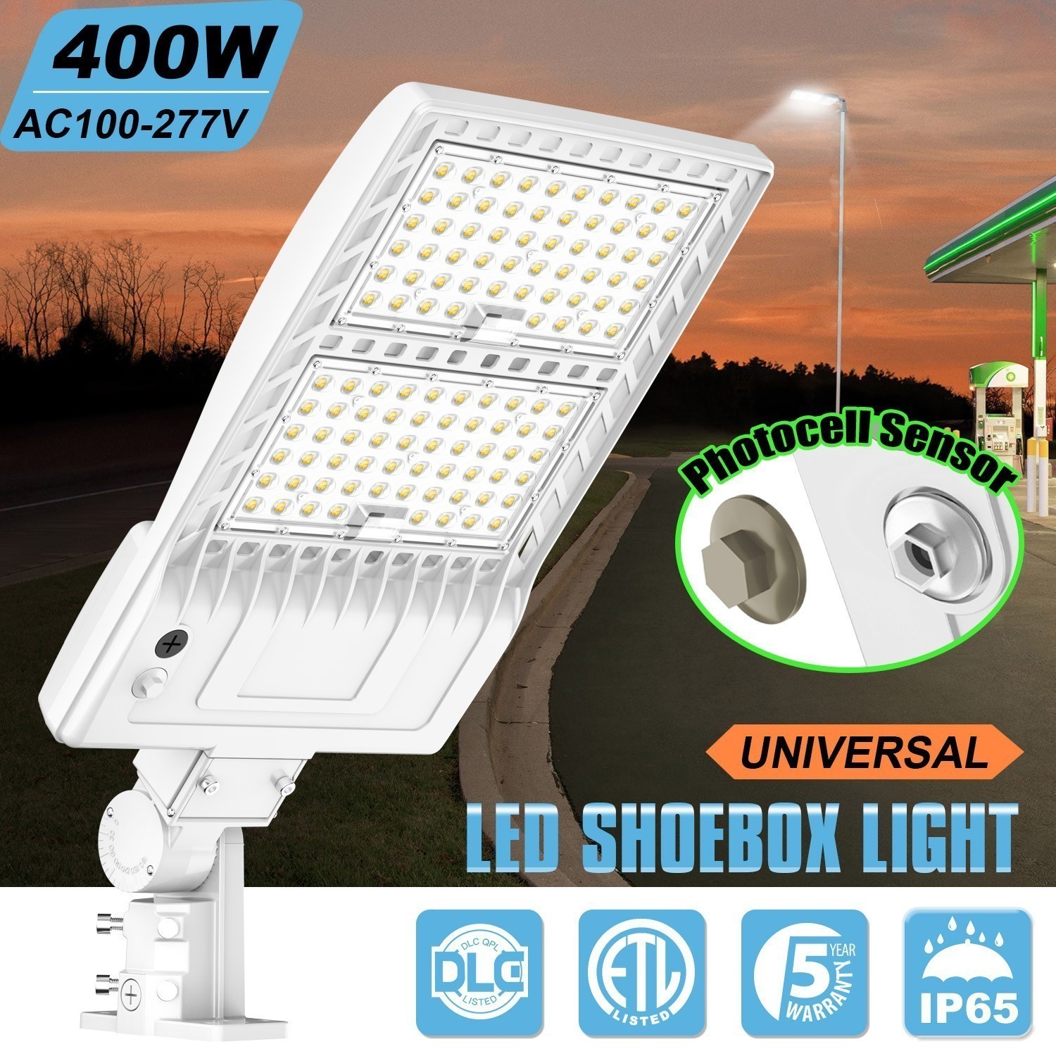 400W LED Parking Lot Lights Dusk to Dawn Outdoor Commercial Street Area Lighting