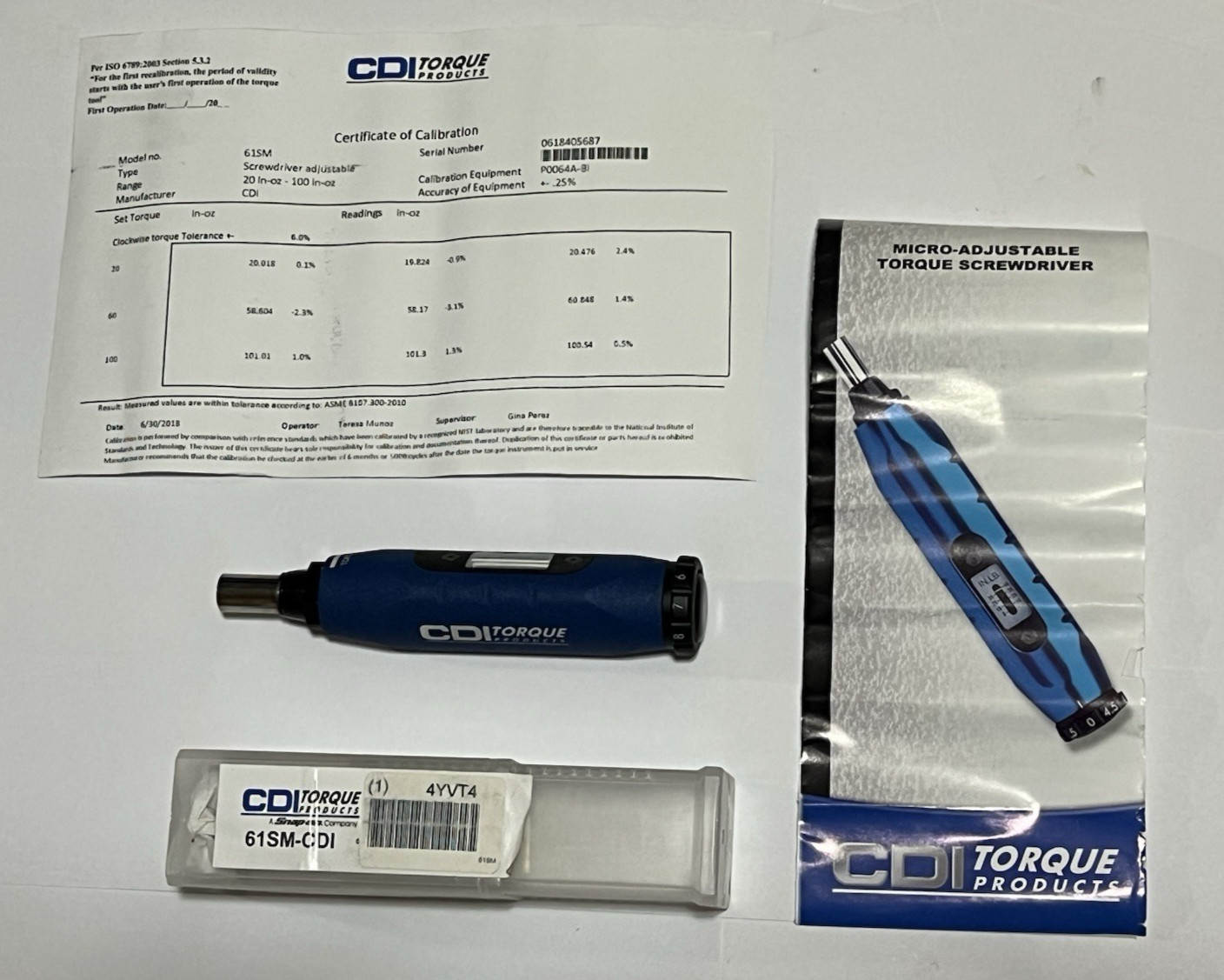 CDI 61SM Hex Bit Torque Screwdriver  20-100 In/Oz with Case Paperwork  USA  NICE