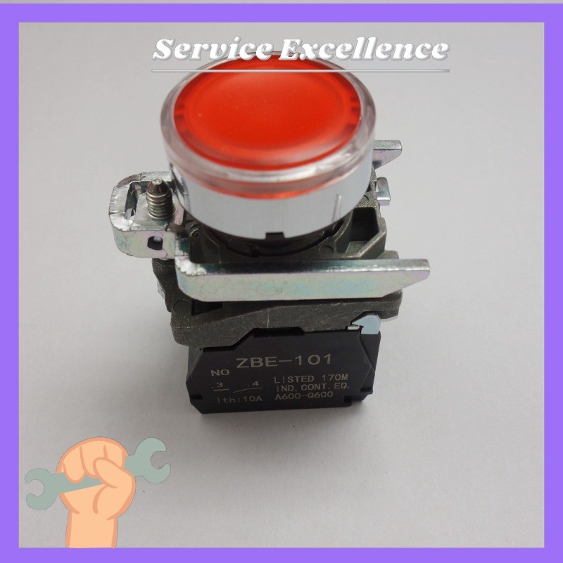 NEW 1X 22MM Illuminated pushbuttons with flush push Fits XB4BW34M5 220V RED