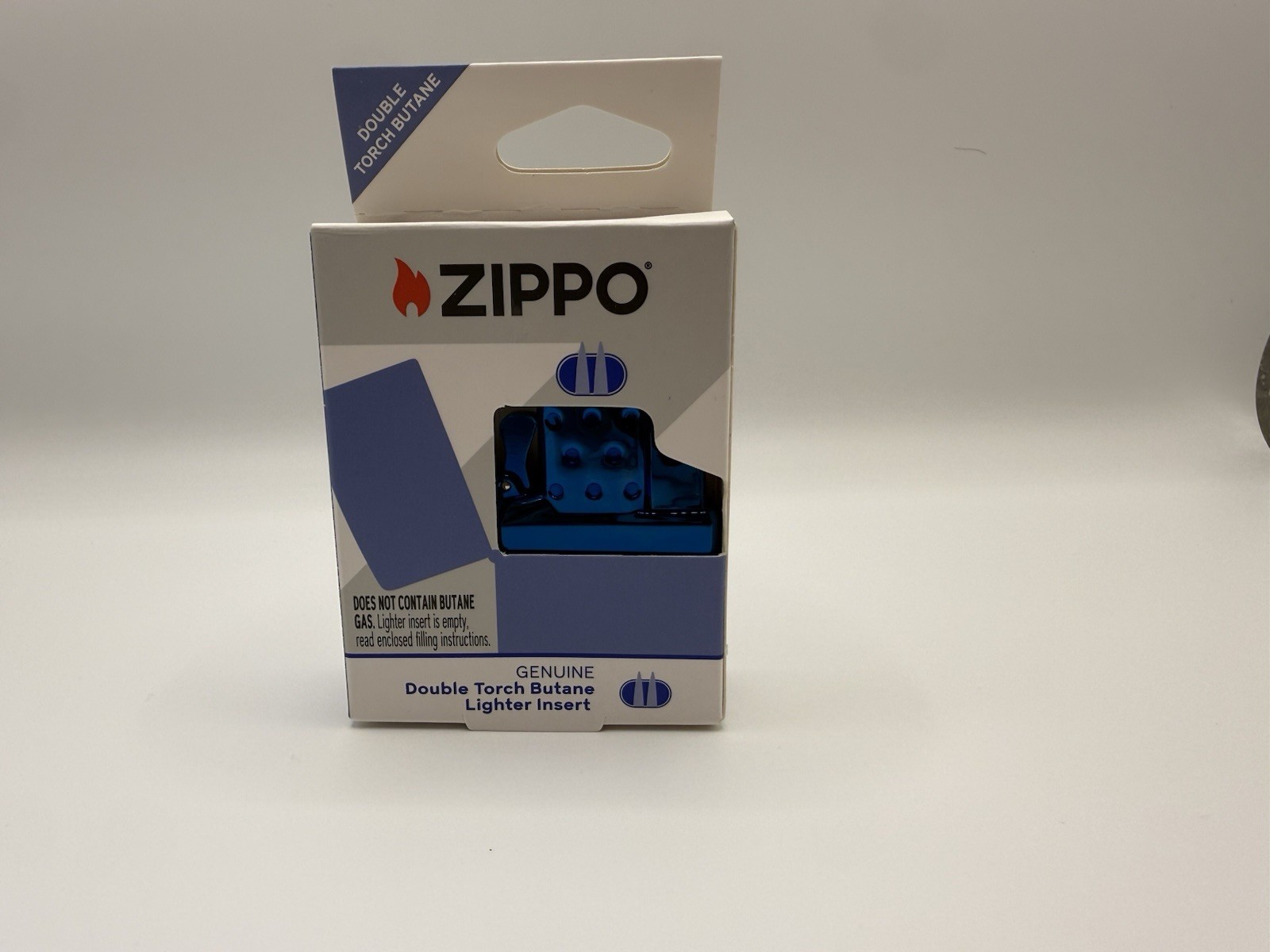 Zippo Double Torch Butane Lighter Insert Blue High polished Aluminum Retired