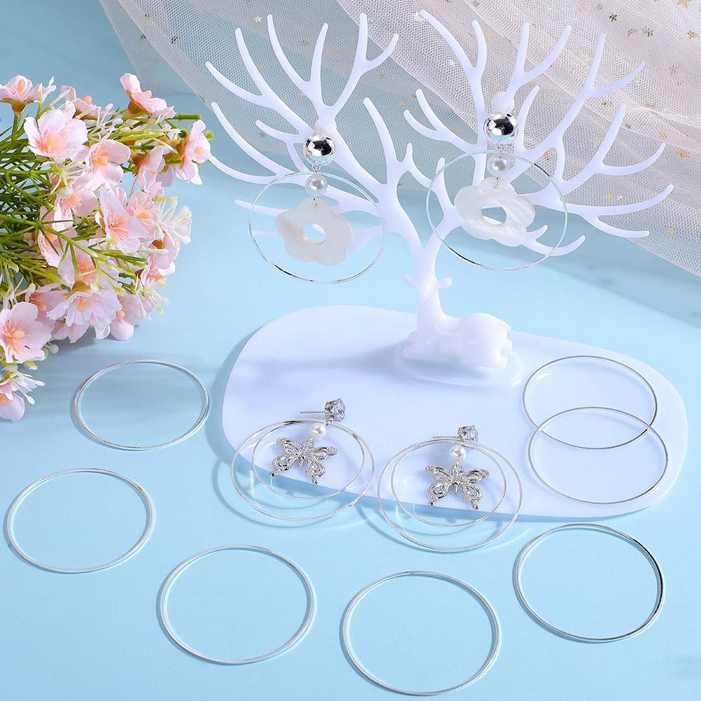 SOFPLATE 50Pcs 50mm Round Beading Hoops Beaded Earring Making Platinum