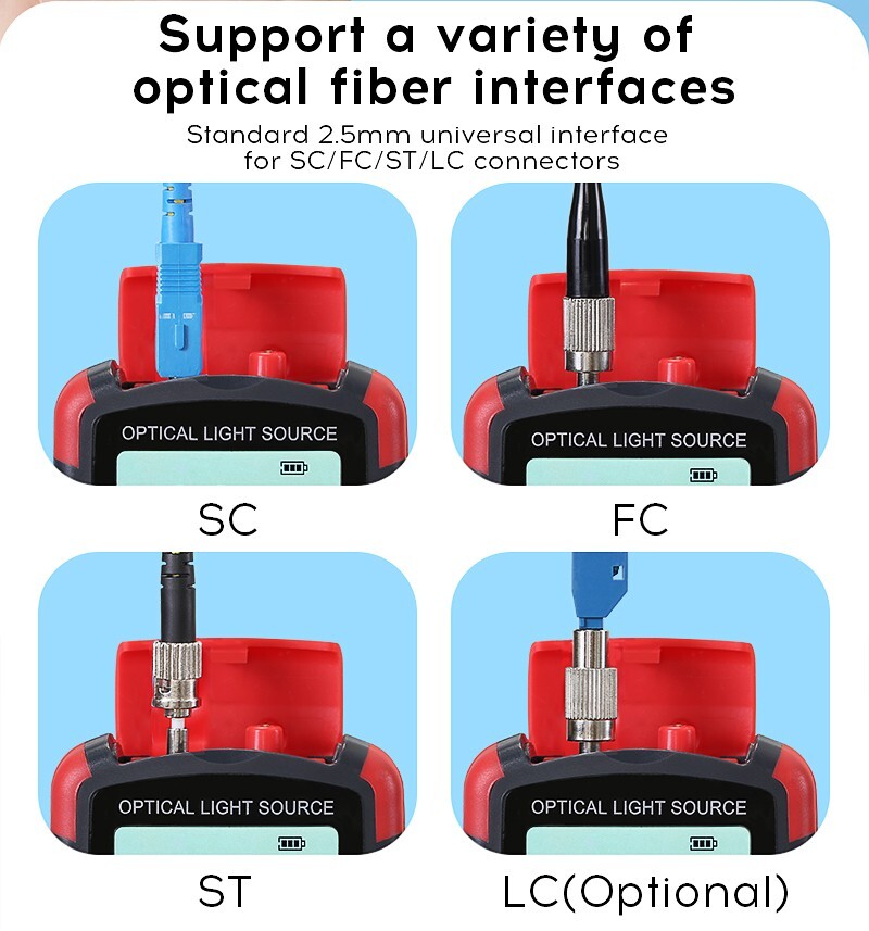 Fiber Optic Tester Tool Optical Power Meter Optical Fiber Light Source FC SC SM
