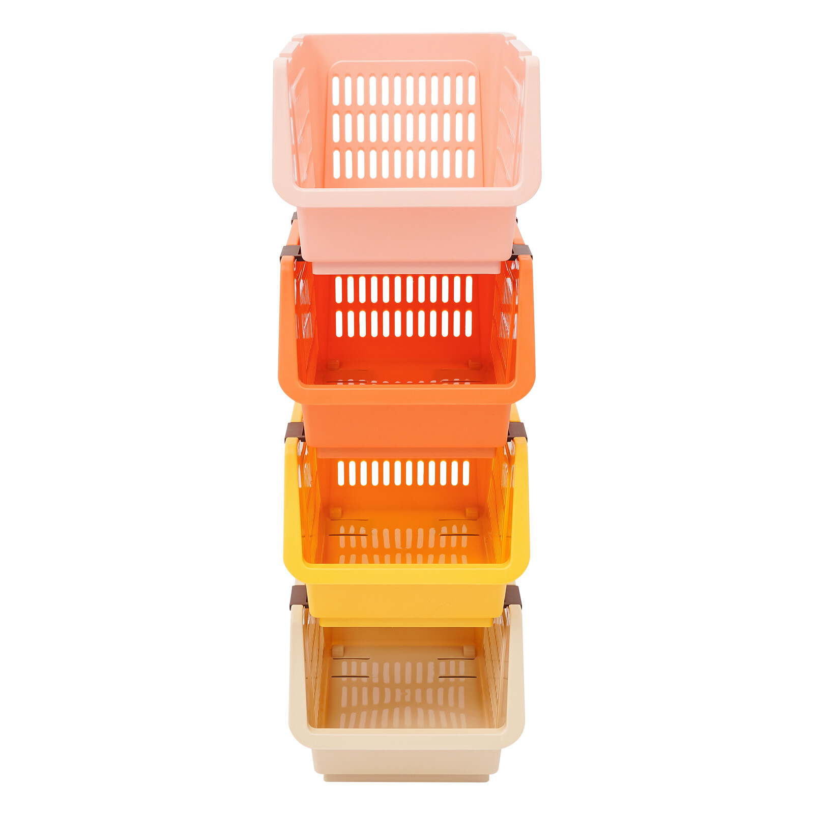 4PCS Movable Storage Baskets PP Stackable Organizers For Book,Toys Macaron color