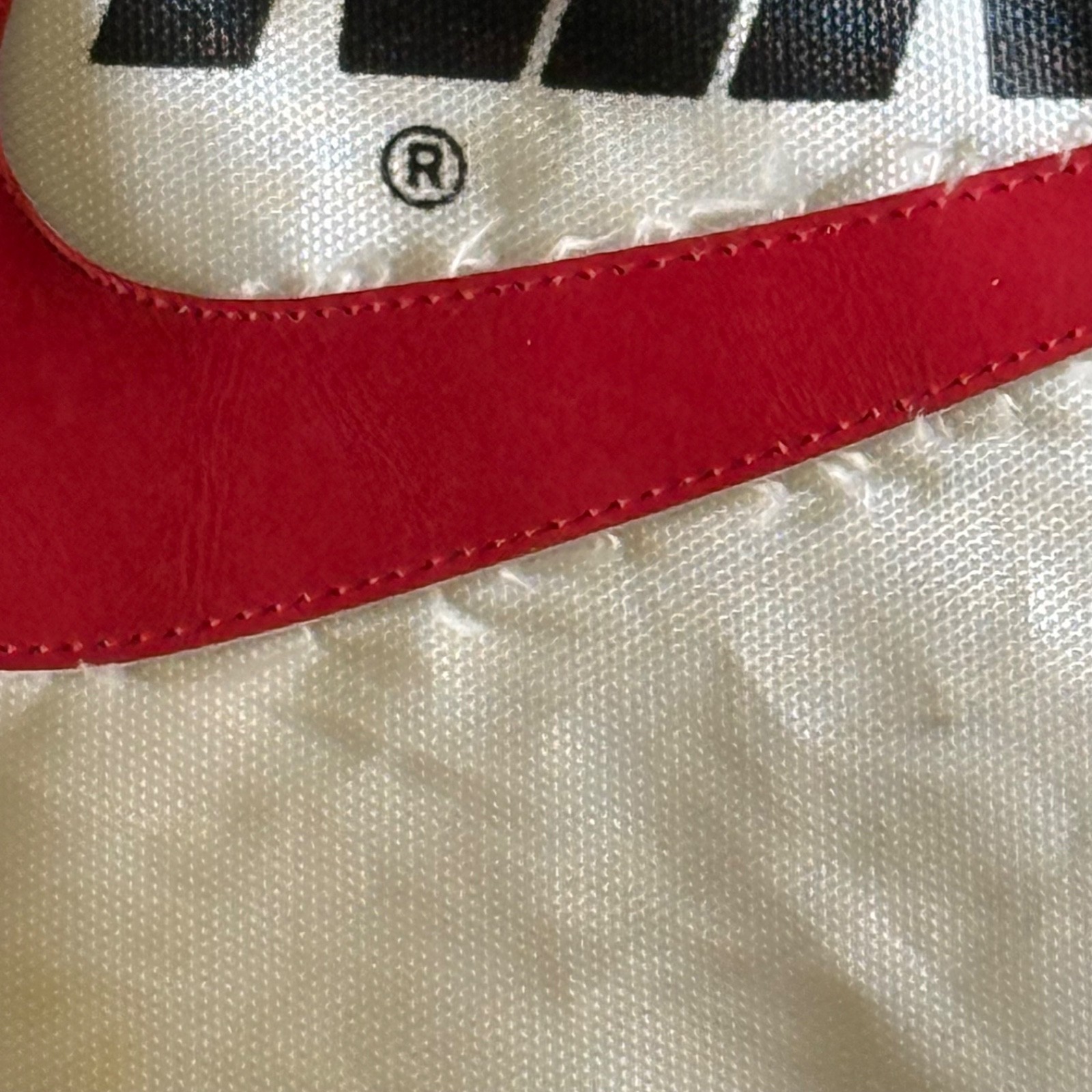Vintage 80s 90s Nike Nylon Tote Duffle Bag White with Red Swoosh Black Handles