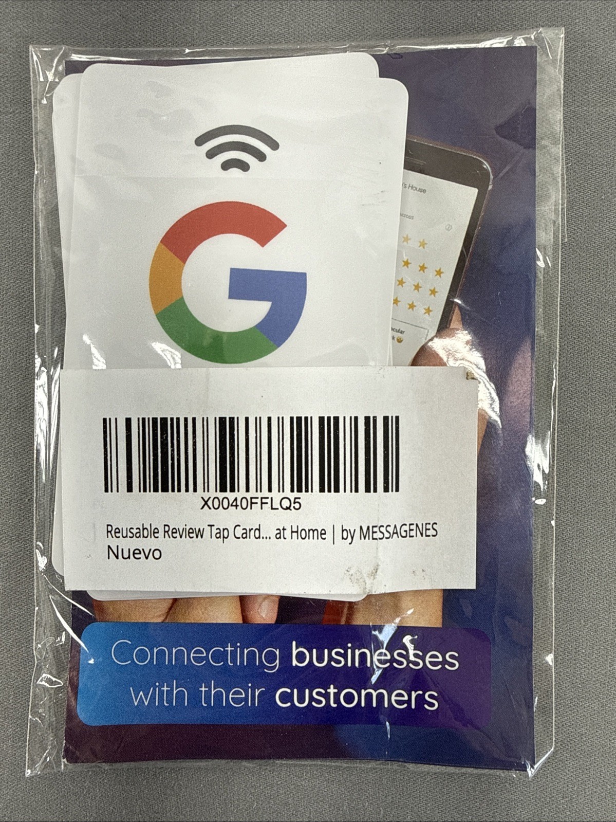 Google Reusable Review Tap Cards 5-Pack by Messagenes Instant Reviews by QR Code