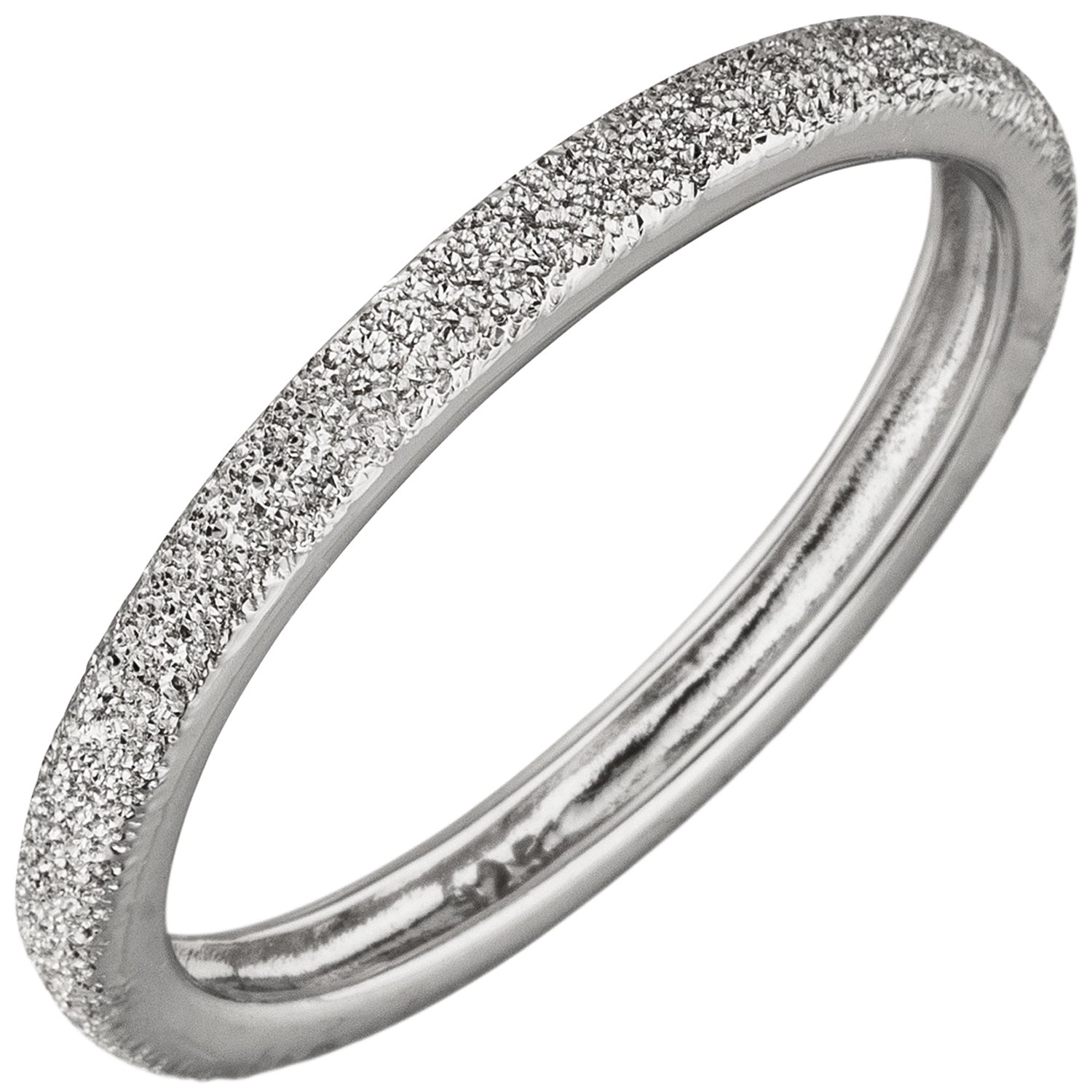 Jobo Women's Ring Slim 925 Sterling Silver with Textured Silver Ring RW: 52