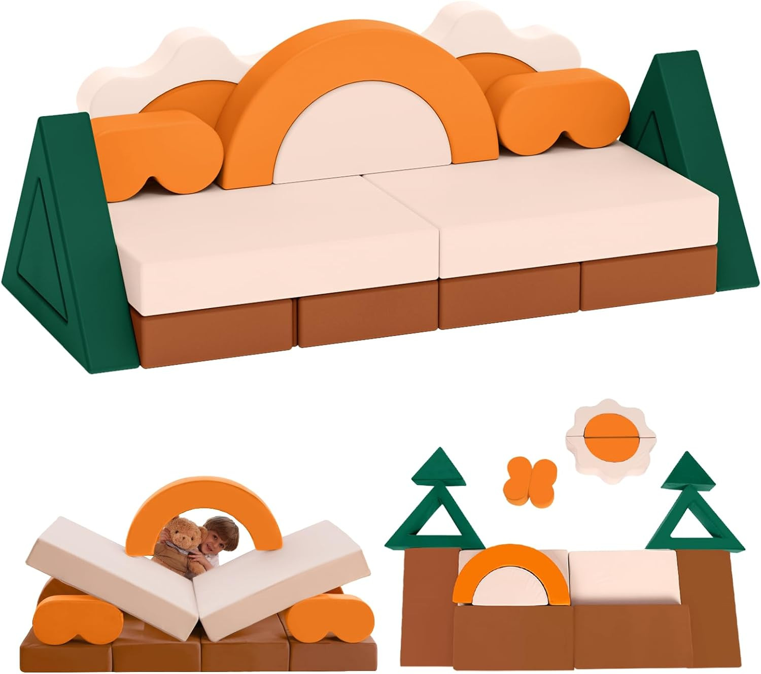 Jungle Theme 18PCS Modular Kids Play Couch - Fun Convertible Sofa for Playtime
