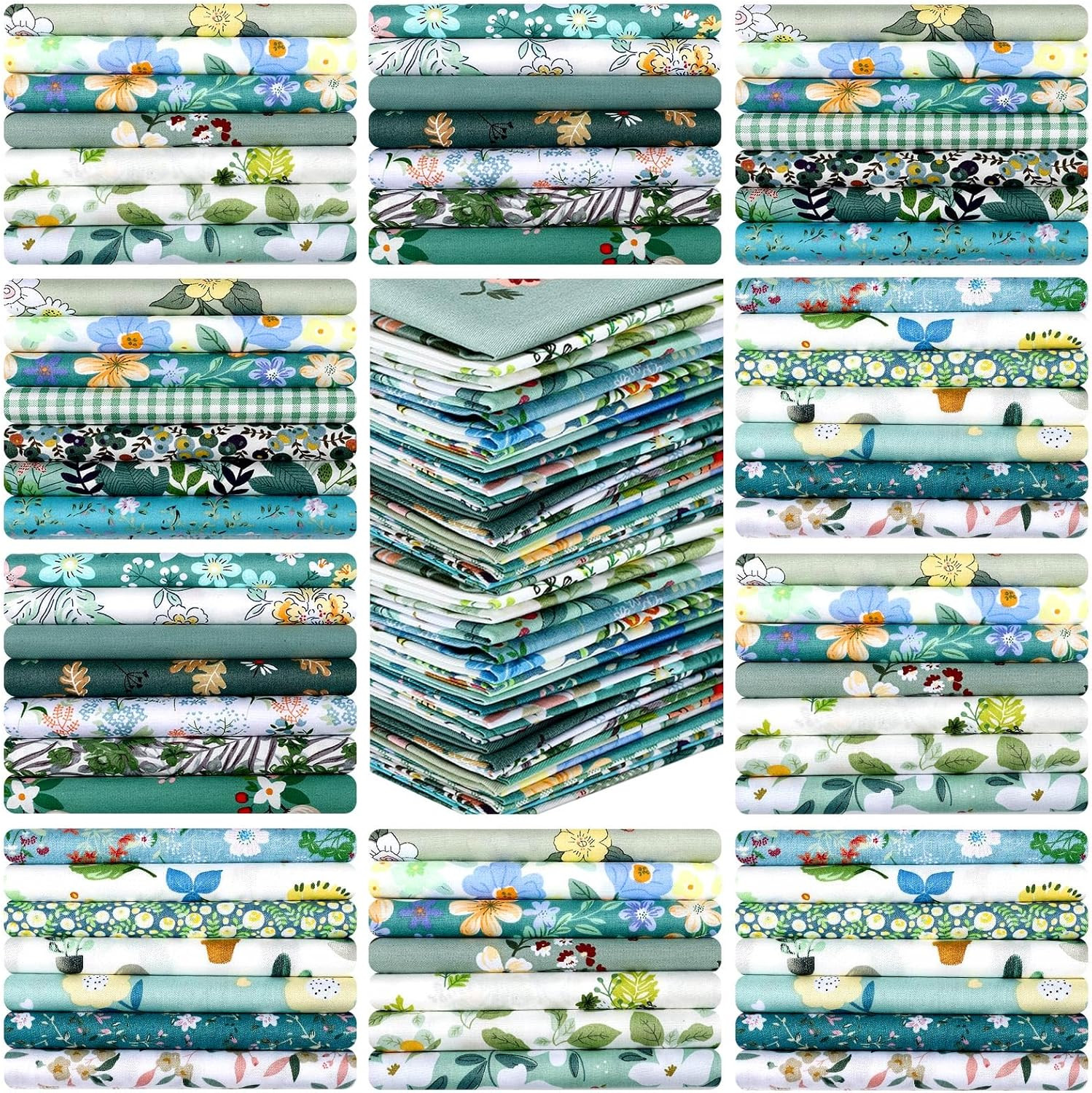 70 Pcs 10 X 10 Inch Cotton Fabric Squares Multicolor Quilting Fabric Bundles Pre