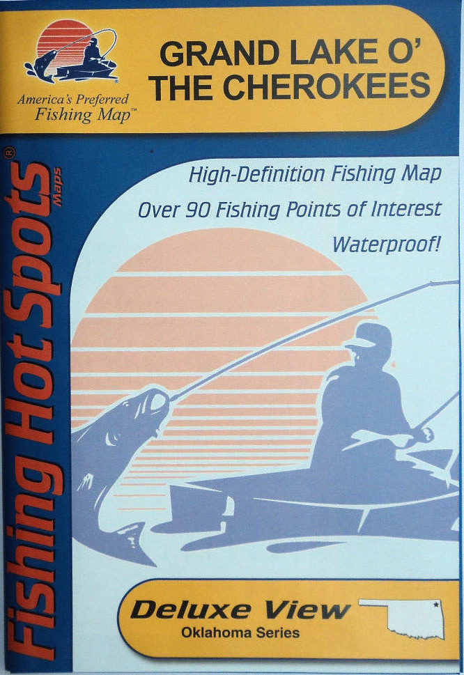 Grand Lake O' The Cherokees Detailed Fishing Map, GPS Points, Waterproof #A346