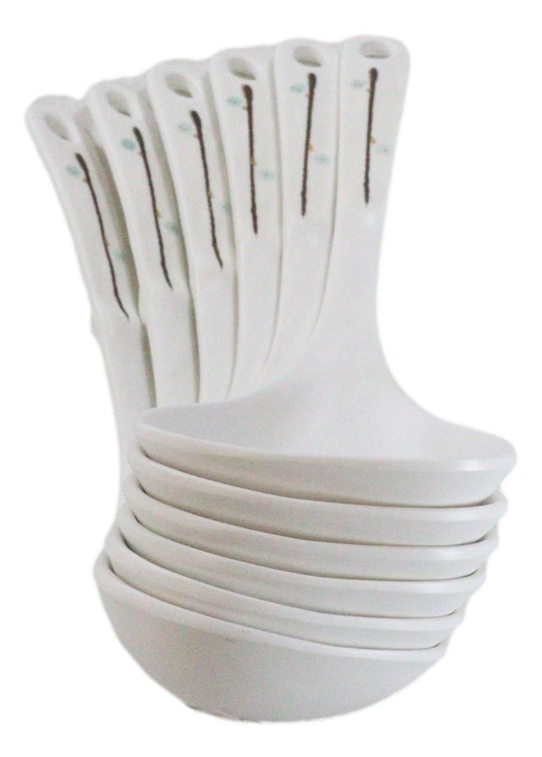 Pack of 6 Melamine Yukino Hana Soup Gravy Stew Ladle Soup Spoons With Notch 8"L
