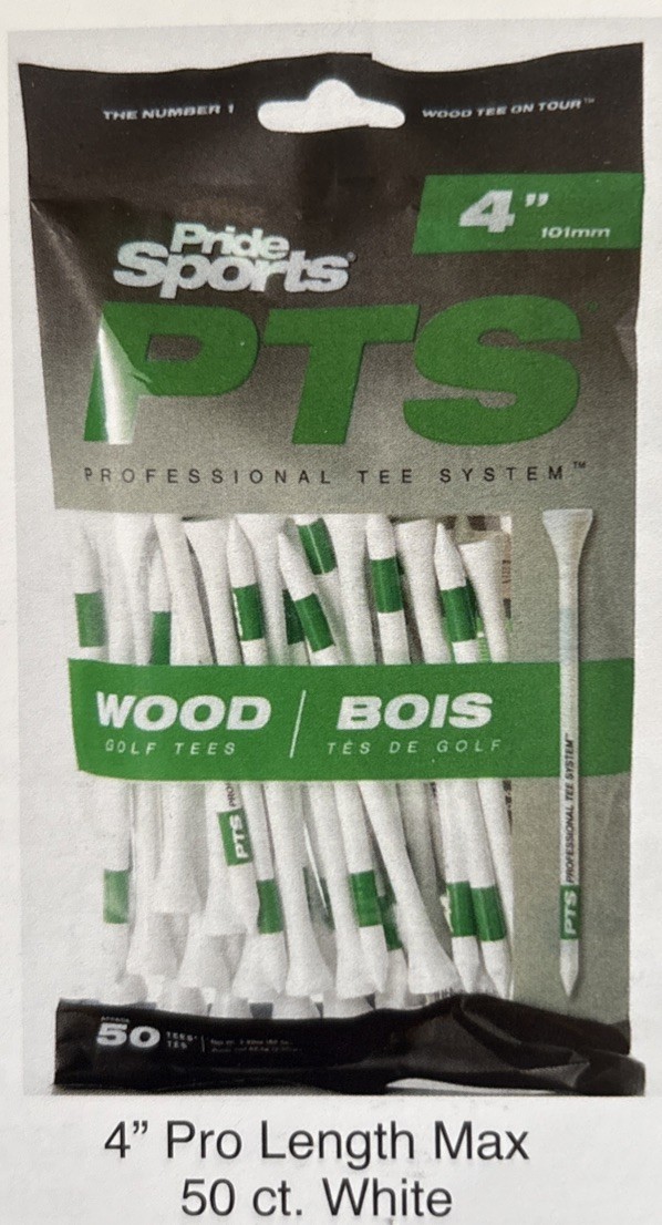 PTS Pro Length Max Golf Tees (50-Count), White/Green, 4-Inches Long
