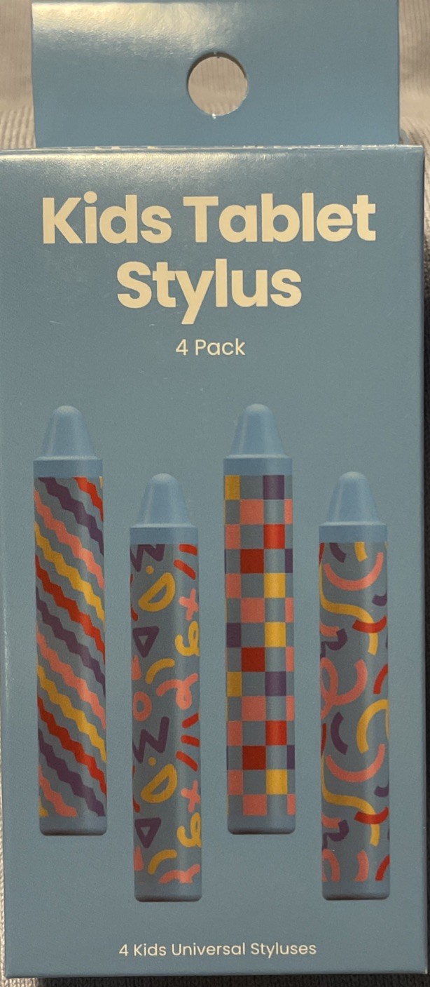 NIB Kids Stylus 4 Pack Easy to Hold Crayon Shaped Blue Universal Unopened
